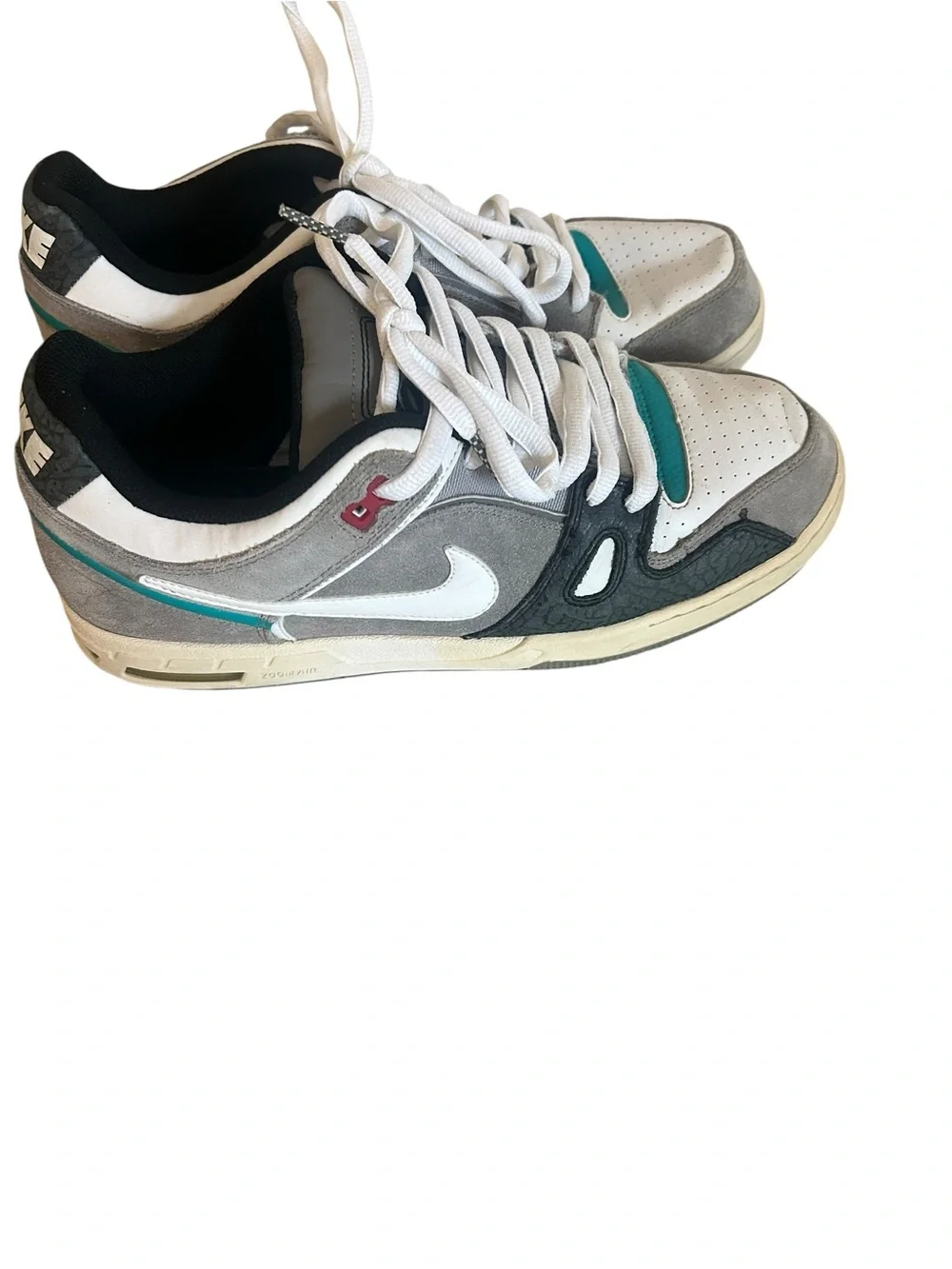 Nike air zoom dunk 2009  Gray and White Casual Sneakers with Teal Accent